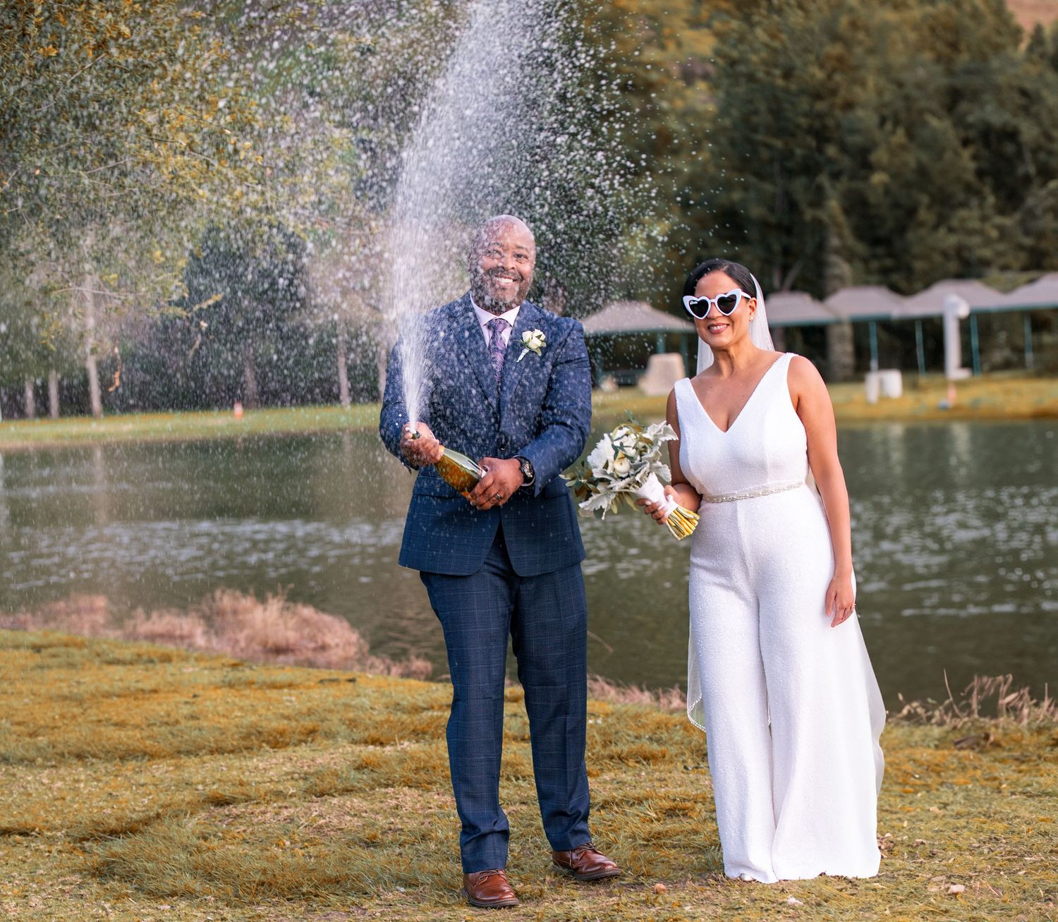 Bride and groom on their wedding day