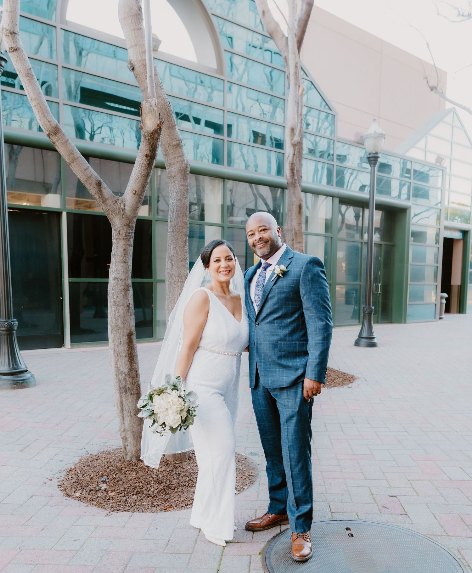 Bride and groom on their wedding day