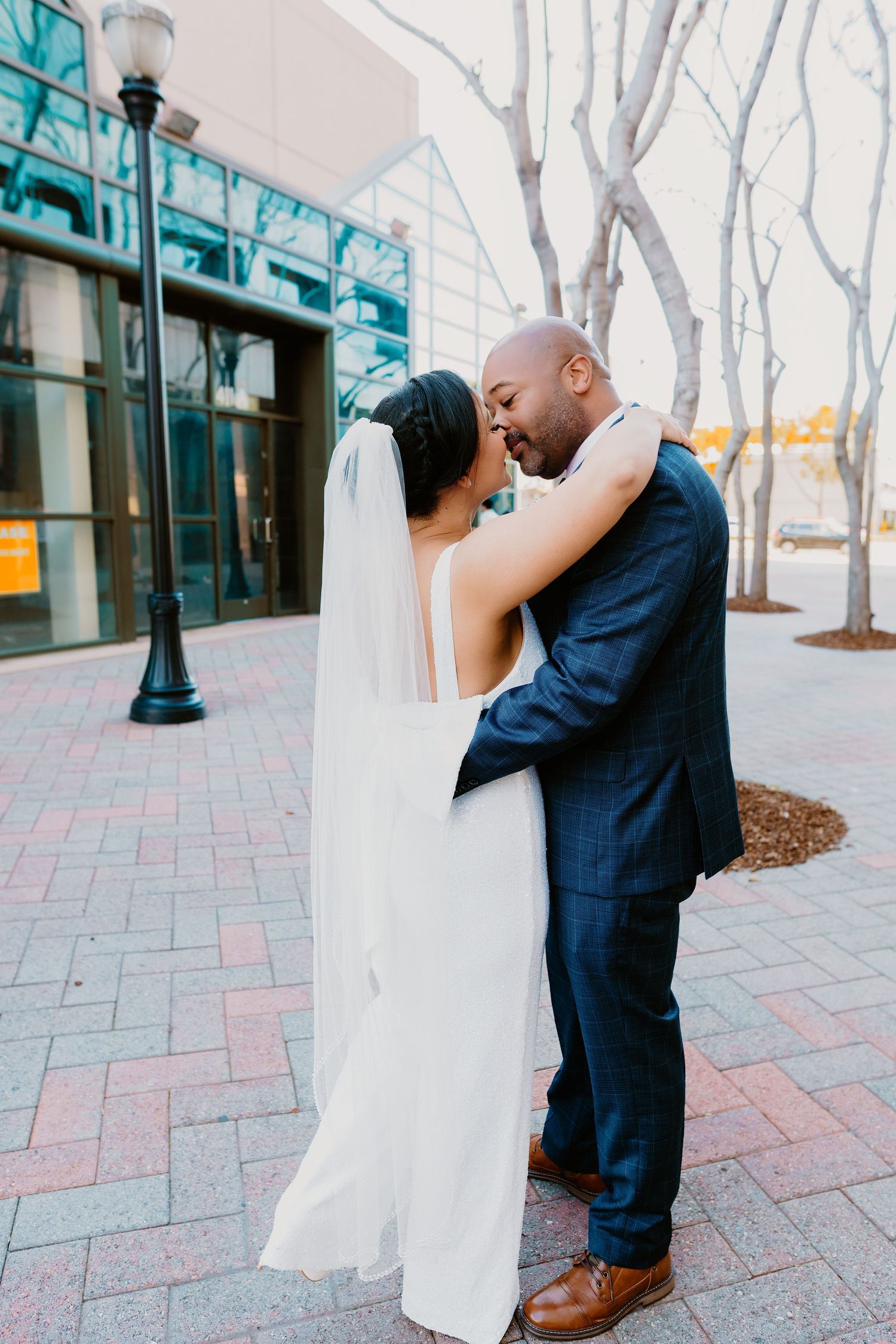 Bride and groom on their wedding day