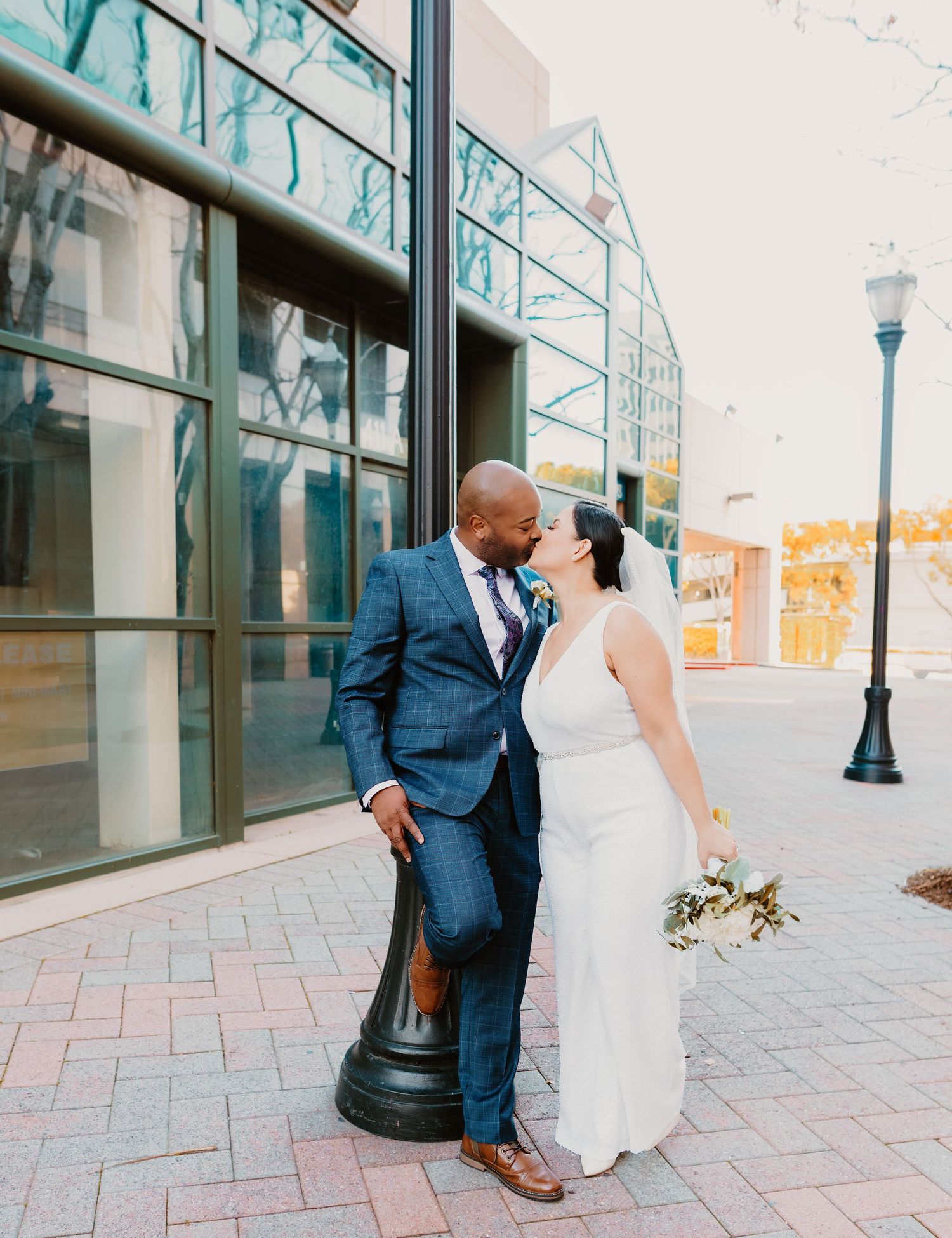 Bride and groom on their wedding day