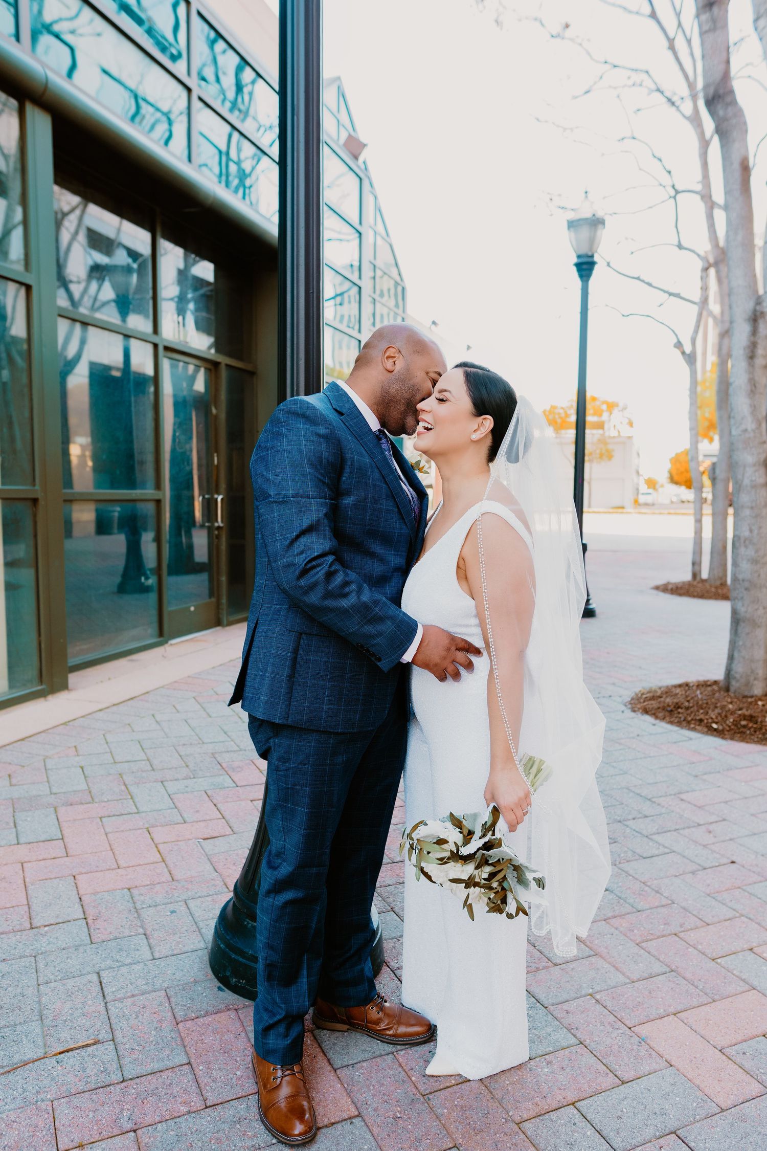 Bride and groom on their wedding day