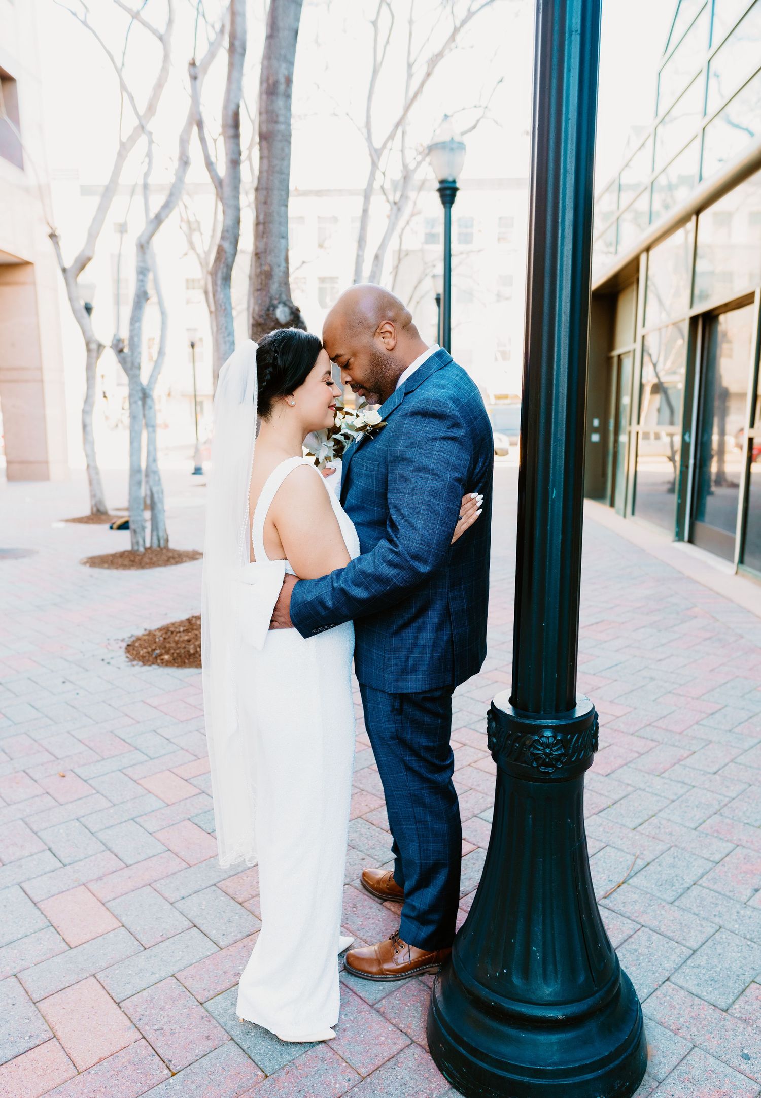 Bride and groom on their wedding day