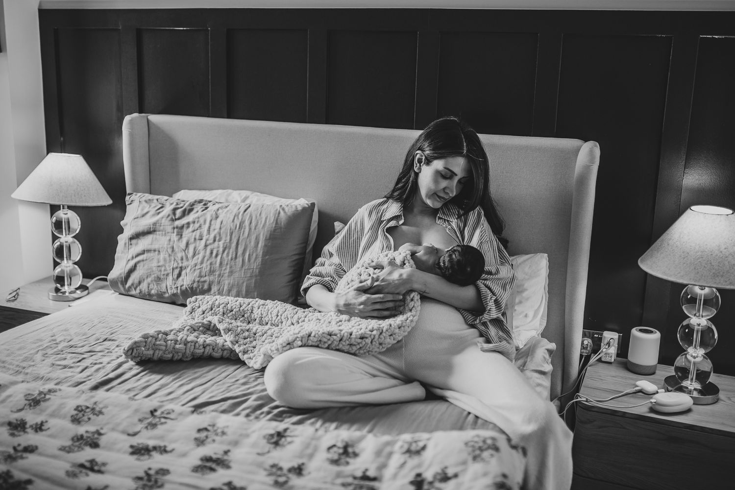 At-home newborn photography with parents in South London