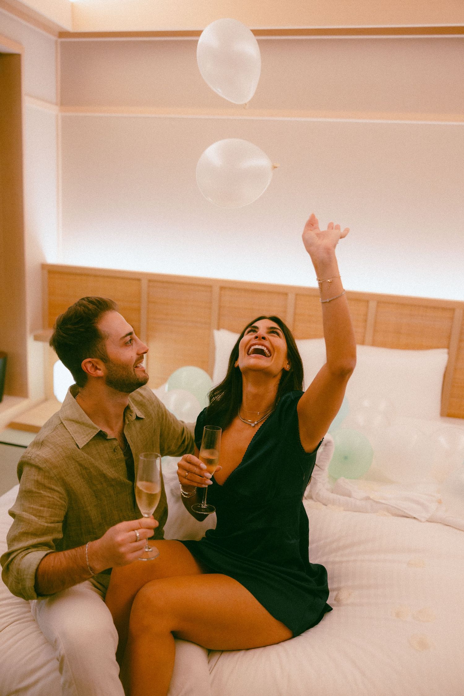 Post engagement photos of couple celebrating at a Ryokan at Hakone