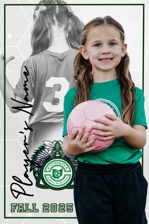 A child wearing a green t-shirt holds a pink football while smiling in a series of cropped photos.