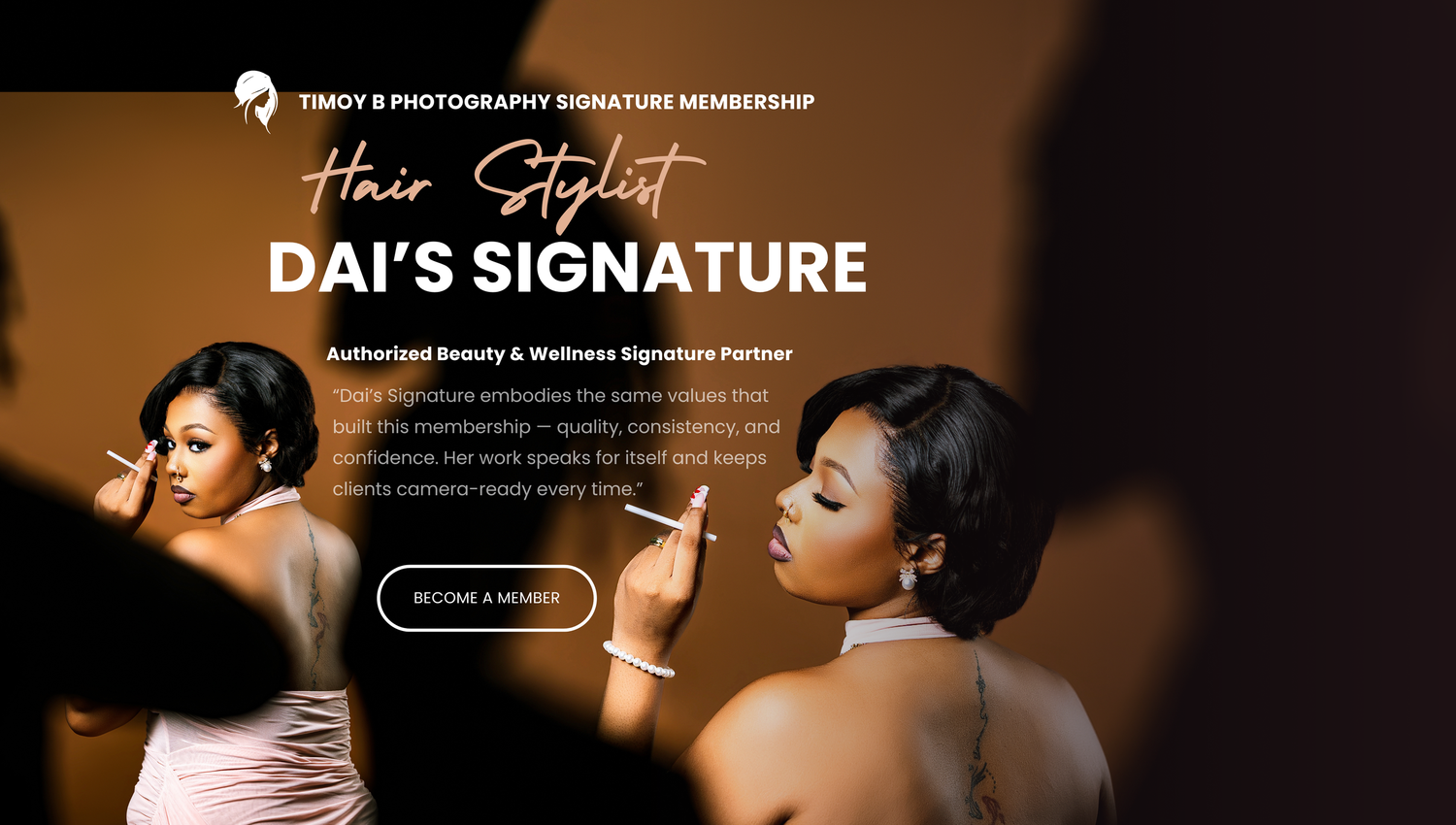 Signature Membership partner feature – luxury hairstylist collaboration by Timoy B Photography.