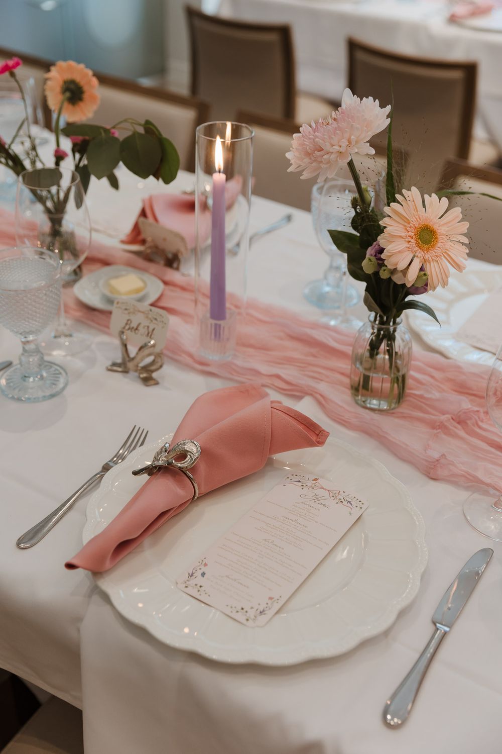 Reception dinner at Sassafraz Toronto.Wedding decor.