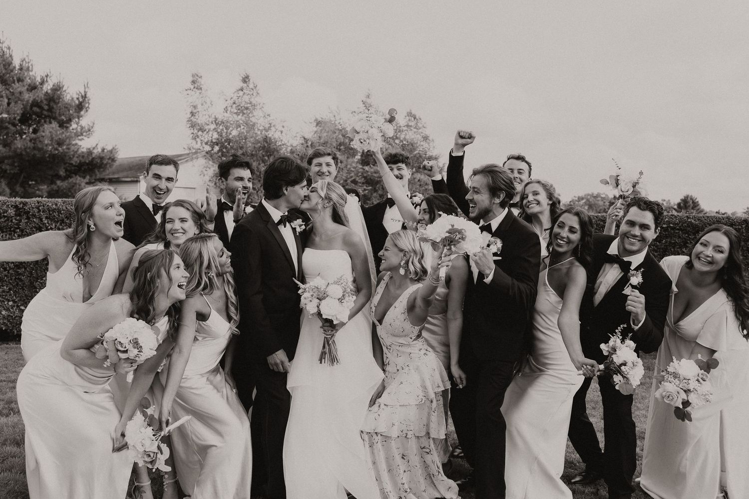 The whole bridal party photographed by Local Roots Photography.