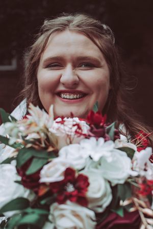 Bride with Bouquet Moody Wedding Portrait taken in Blacksburg, Va.