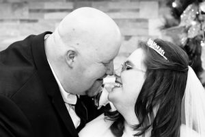 Black & White Candid Wedding Photo taken at Omni Place, Dublin, VA.