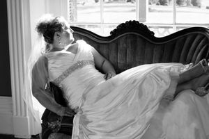 Black & White Victorian Bridal Portrait take at The Fort Chiswell Mansion in Max Meadows, Va.