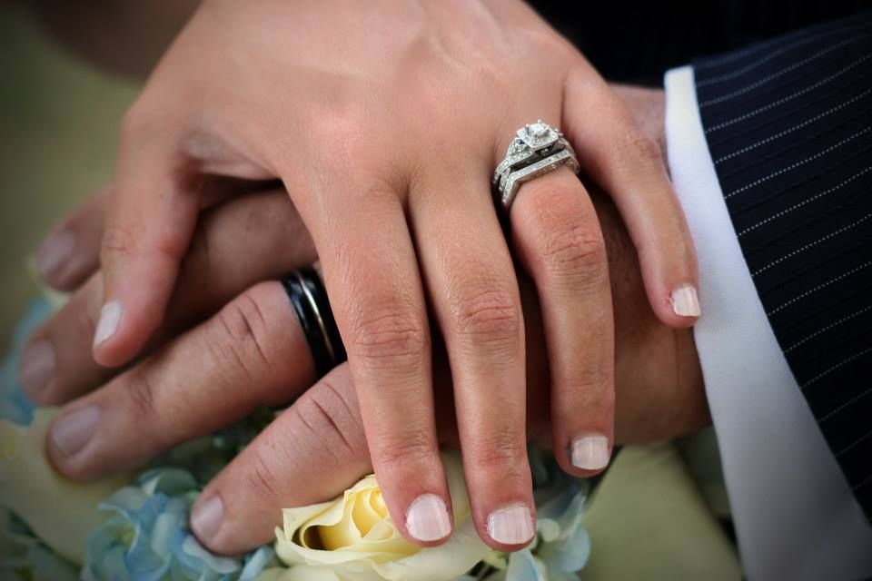 Bride & Groom Wedding Ring Detail Photo taken at Claytor Lake in Dublin, VA.