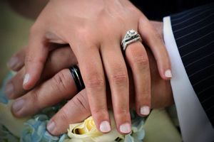 Bride & Groom Wedding Ring Detail Photo taken at Claytor Lake in Dublin, VA.