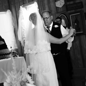 Black & White Father Daughter Dance at Wedding taken at Selah Springs in Riner, Va.