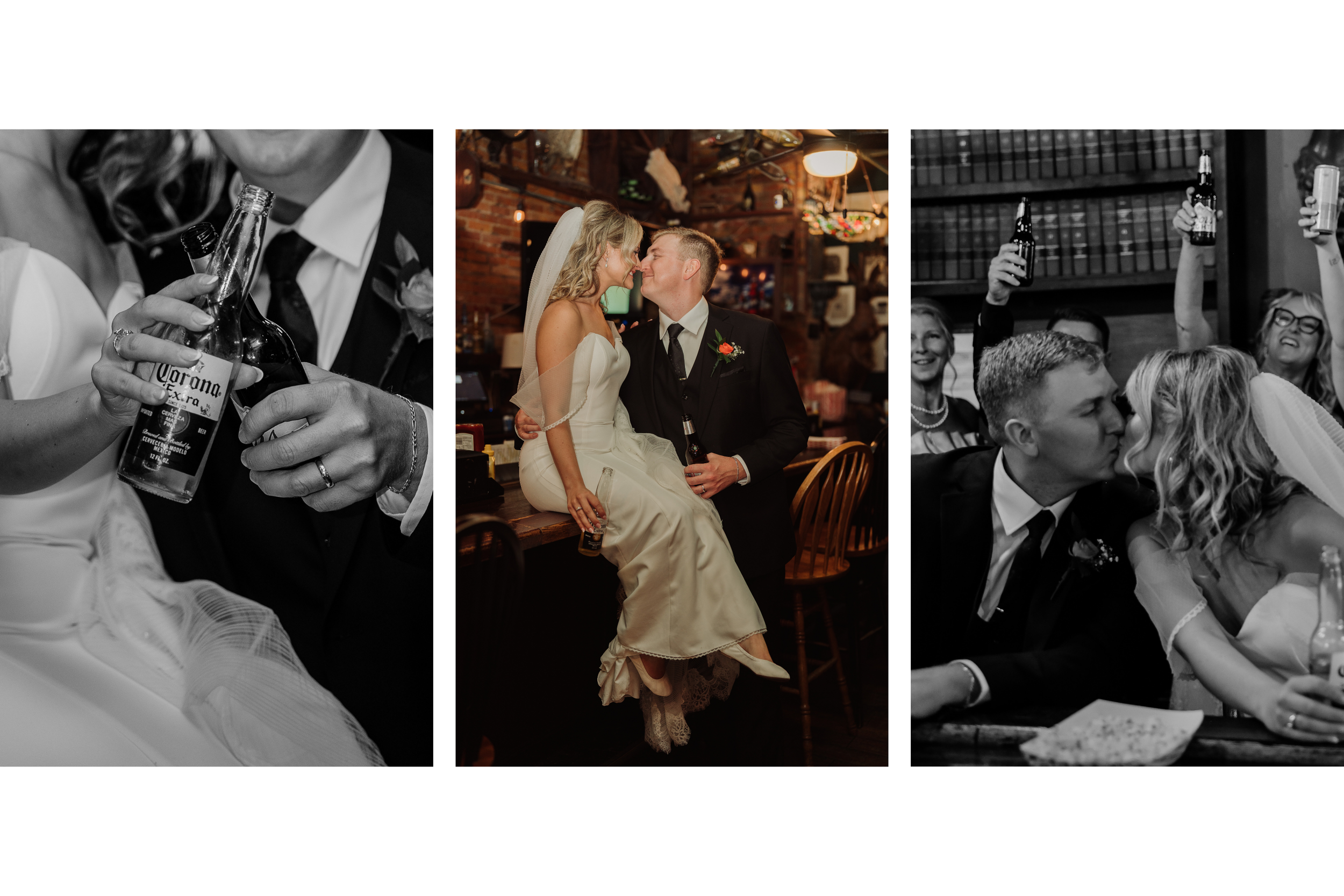 Bride and groom sharing a drink at Swaby's Tavern in Auburn NY