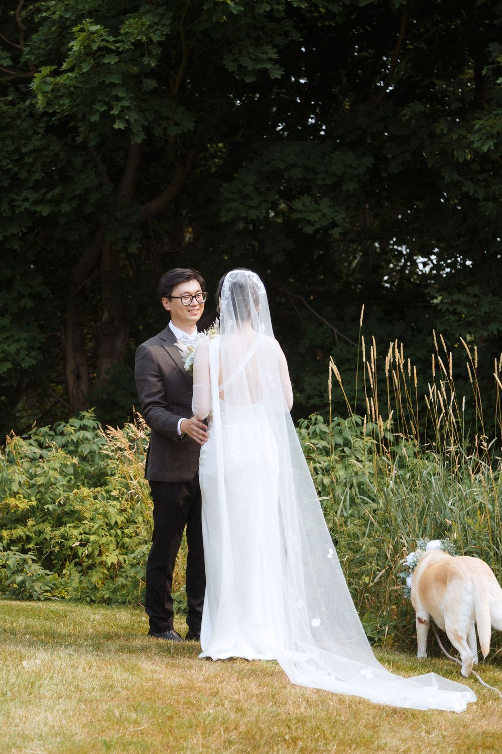 Wedding first look in Portugal Cove captured by Newfoundland documentary style wedding photographer Kaitlyn Yvette