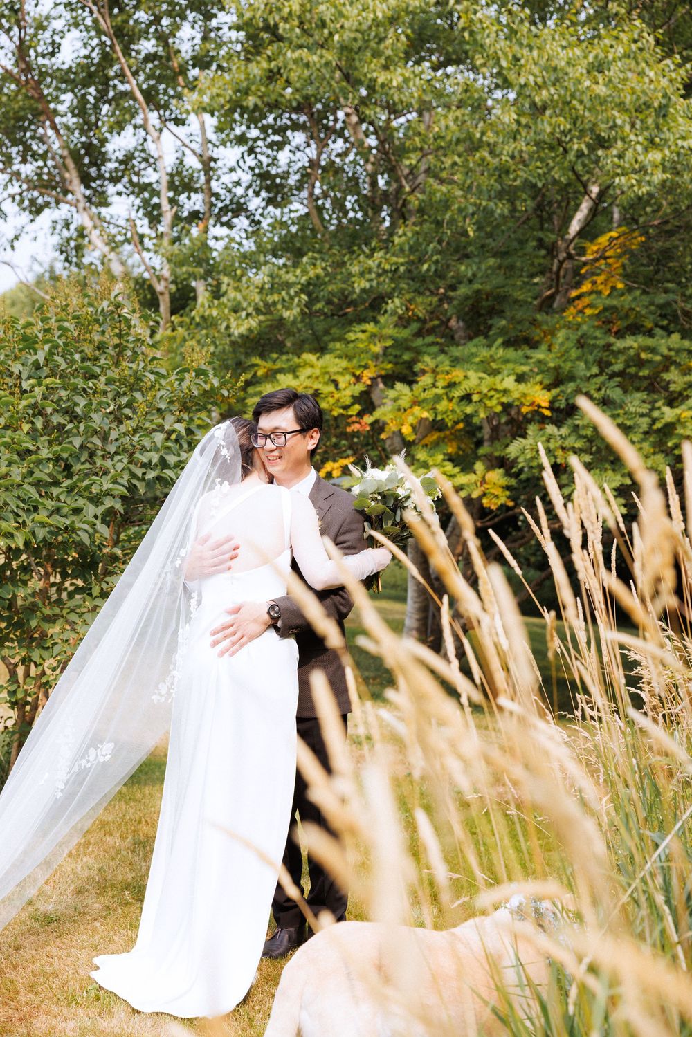 Wedding first look in Portugal Cove captured by Newfoundland documentary style wedding photographer Kaitlyn Yvette