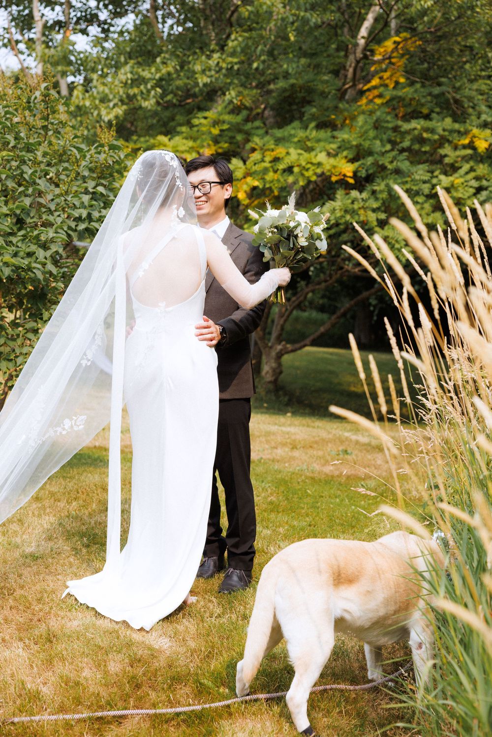 Wedding first look in Portugal Cove captured by Newfoundland documentary style wedding photographer Kaitlyn Yvette