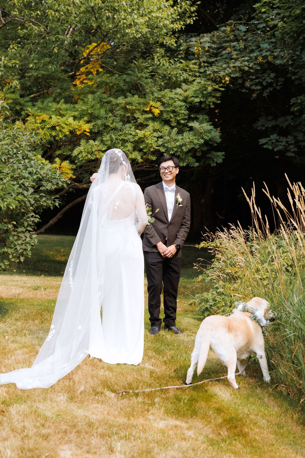 Wedding first look in Portugal Cove captured by Newfoundland documentary style wedding photographer Kaitlyn Yvette