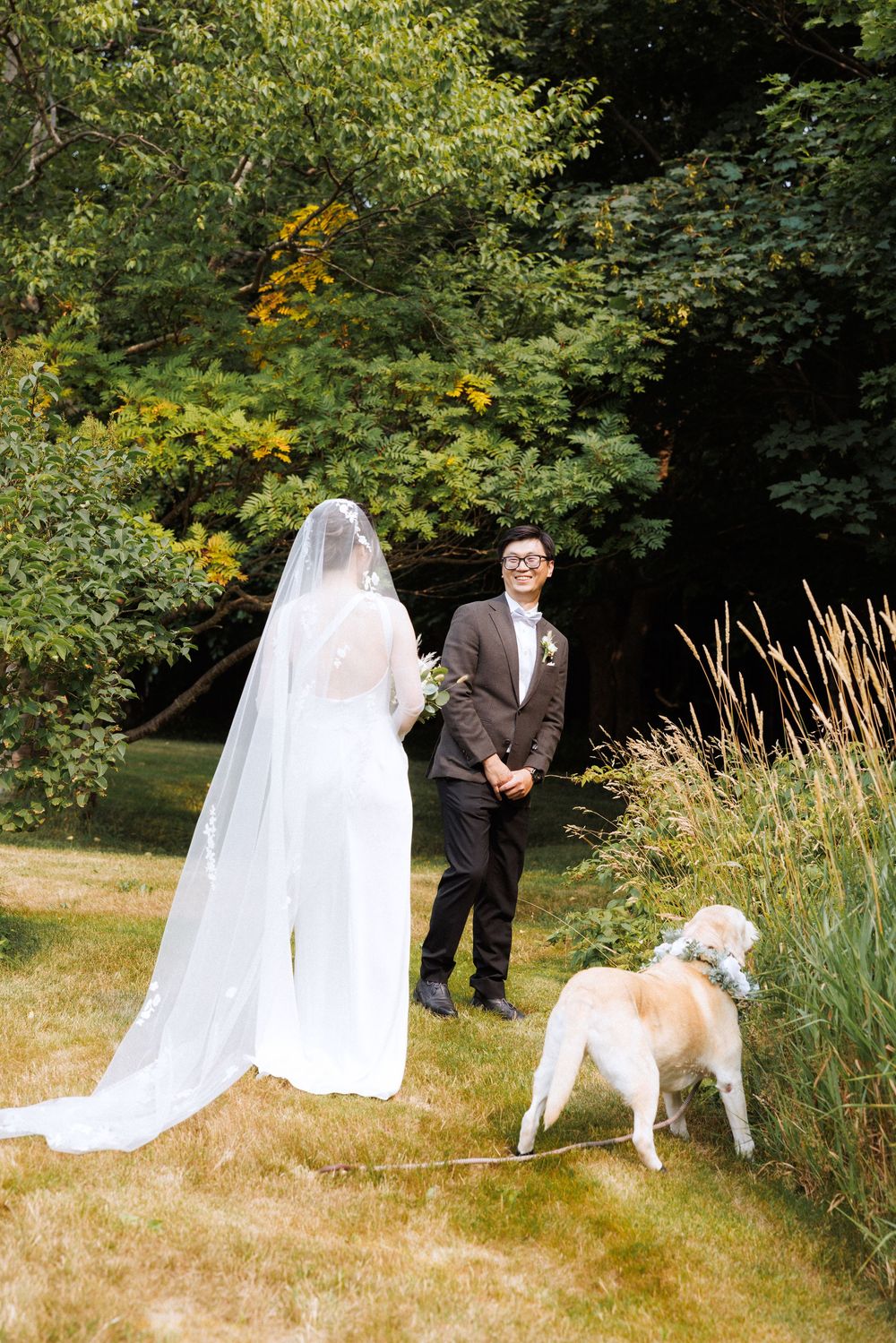 Wedding first look in Portugal Cove captured by Newfoundland documentary style wedding photographer Kaitlyn Yvette