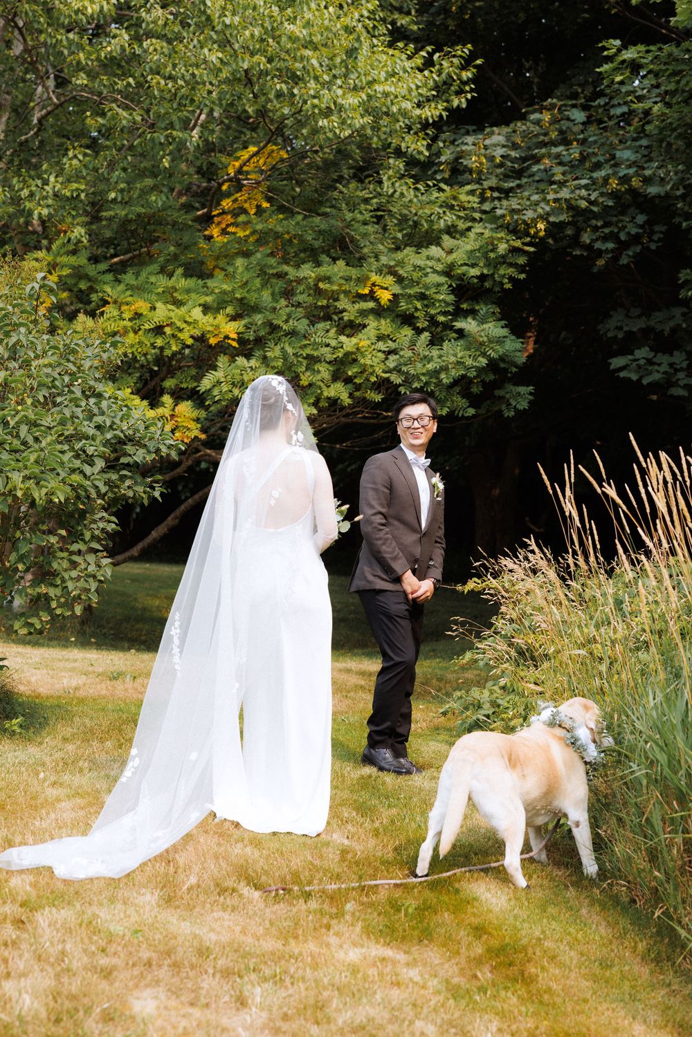Wedding first look in Portugal Cove captured by Newfoundland documentary style wedding photographer Kaitlyn Yvette