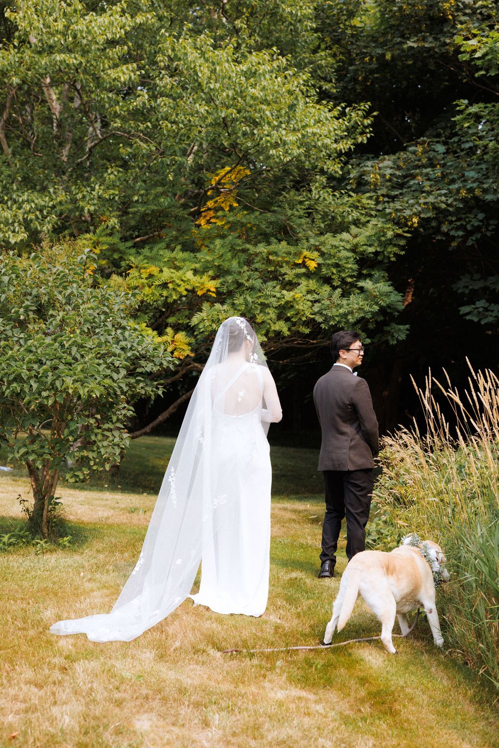 Wedding first look in Portugal Cove captured by Newfoundland documentary style wedding photographer Kaitlyn Yvette