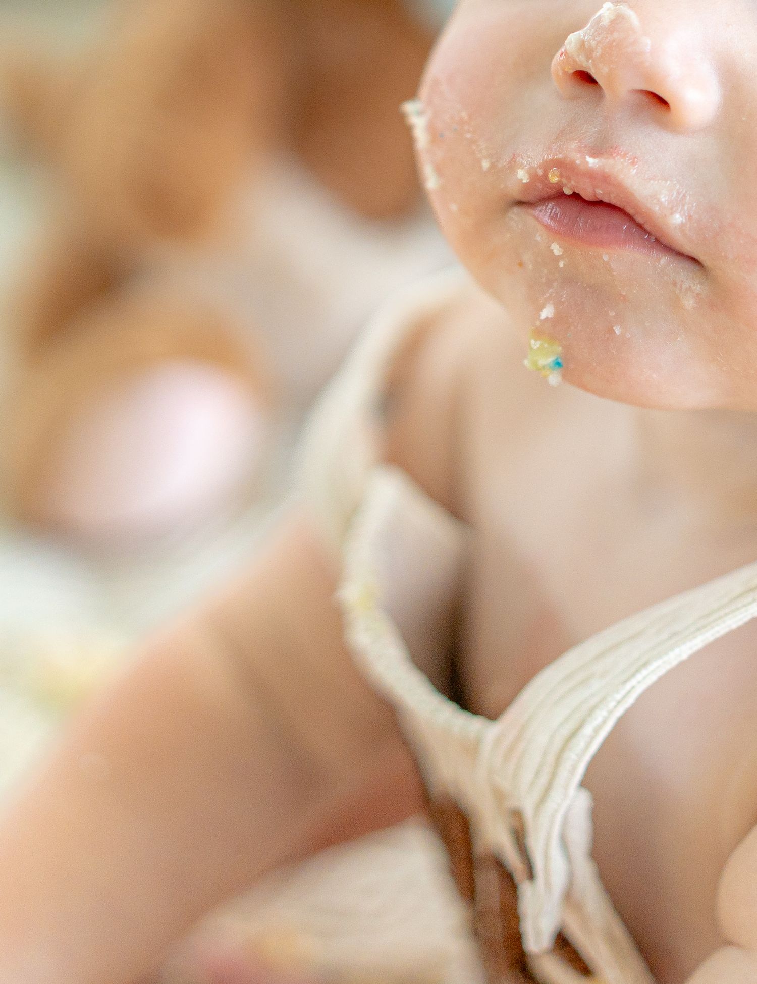 Artistic close-up macro shots showing abstract facial features in sequence.
