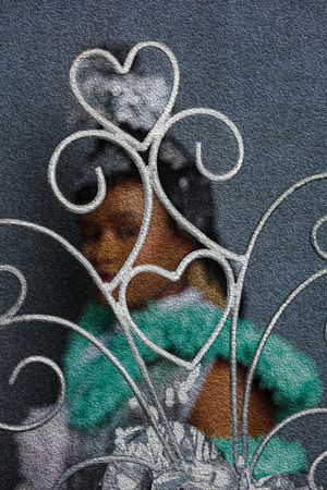 Photography Oil painting Culture-Calabar Bride wearing a traditional braided hair with silver crafts.