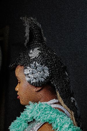 Photography Oil painting Culture-Calabar Bride wearing a traditional braided hair with silver crafts.