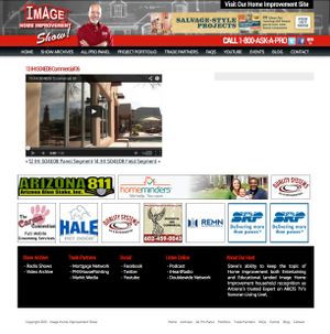 Home improvement company website with business logo and service navigation menu.
