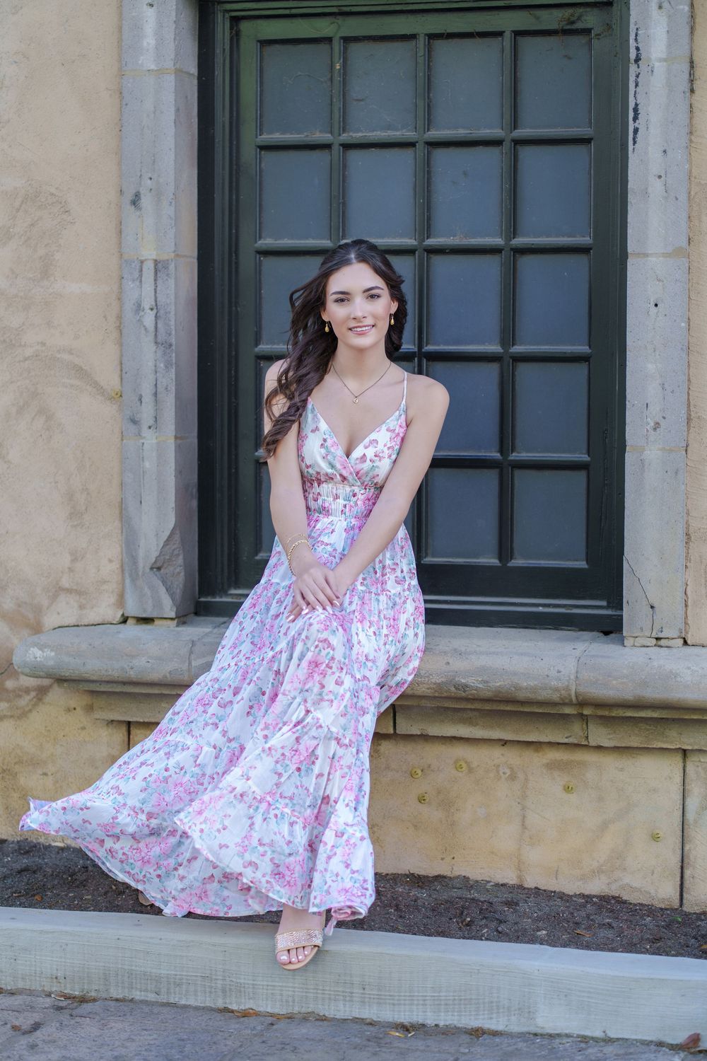 women summer maxi dress with sleeves Tropical Floral Cut-Out Maxi Dress for Women