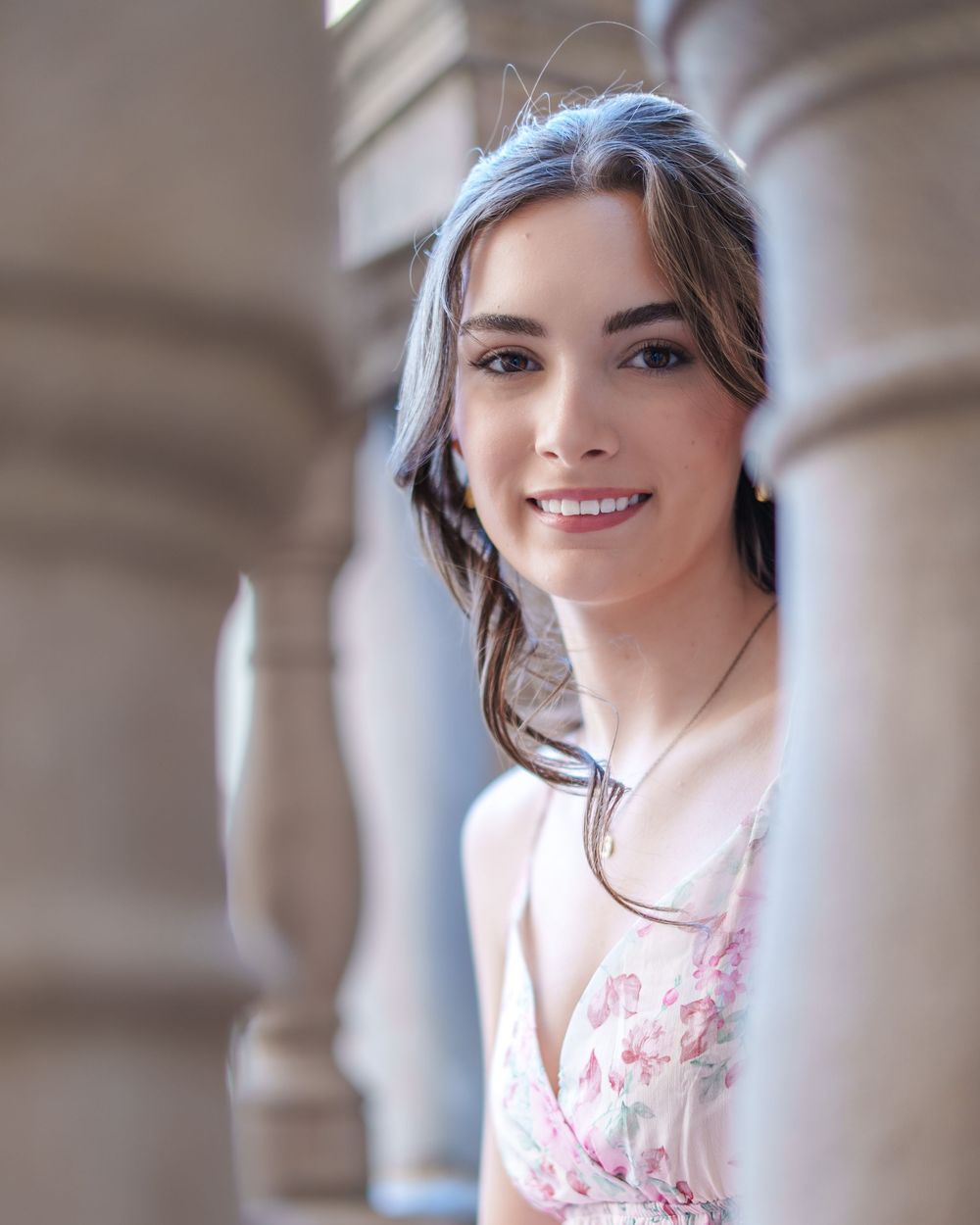 Senior photos 2025 class Los Colinas Irving Texas Mandalay Canal floral dress outfits poses ideas outdoors golden hours graduation