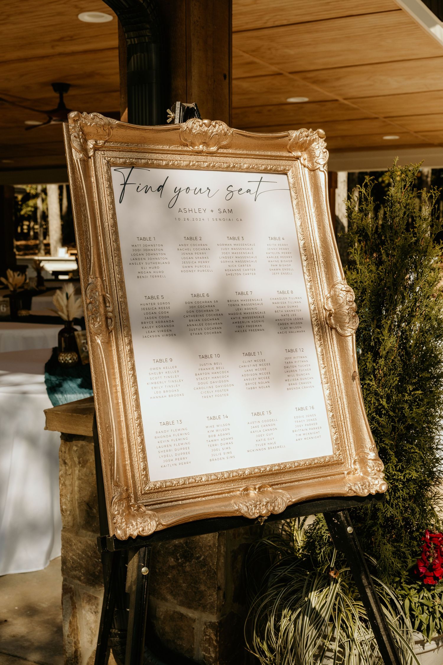 Photograph of a dinner at a wedding in Senoia, Georgia