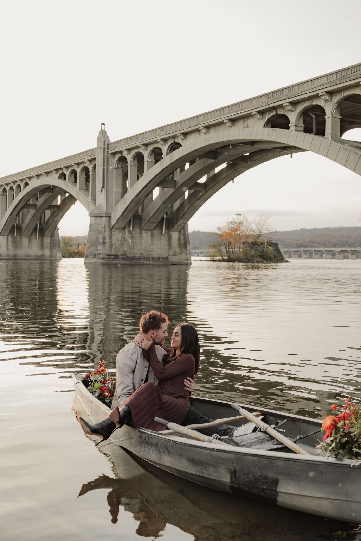 Romantic couple in cozy winter clothing sharing tender moments in sequence of close-up photos.
