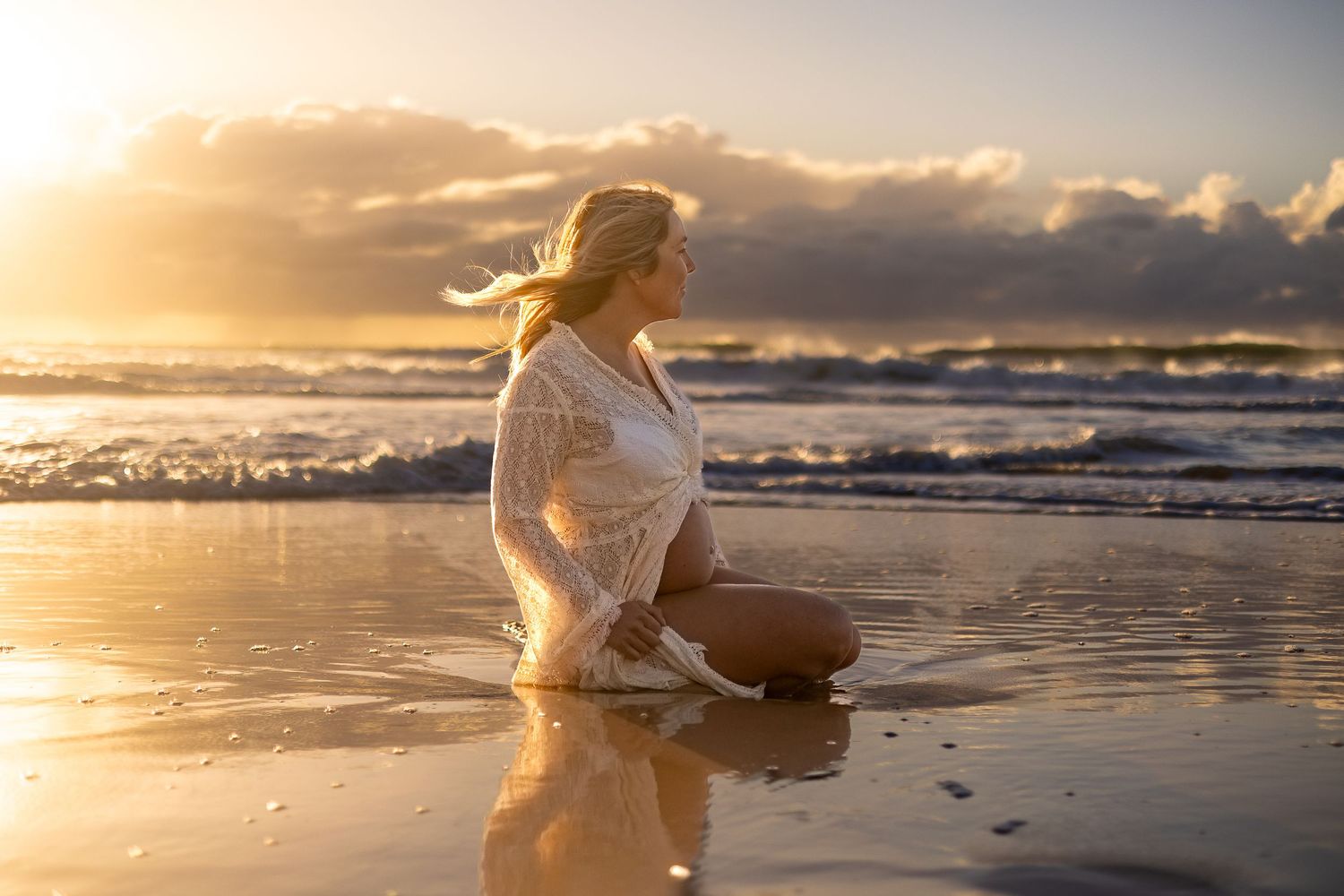 mother and toddler enjoying an early morning photoshoot on Kawana Beach, Sunshine Coast, capturing playful and candid moments in the light