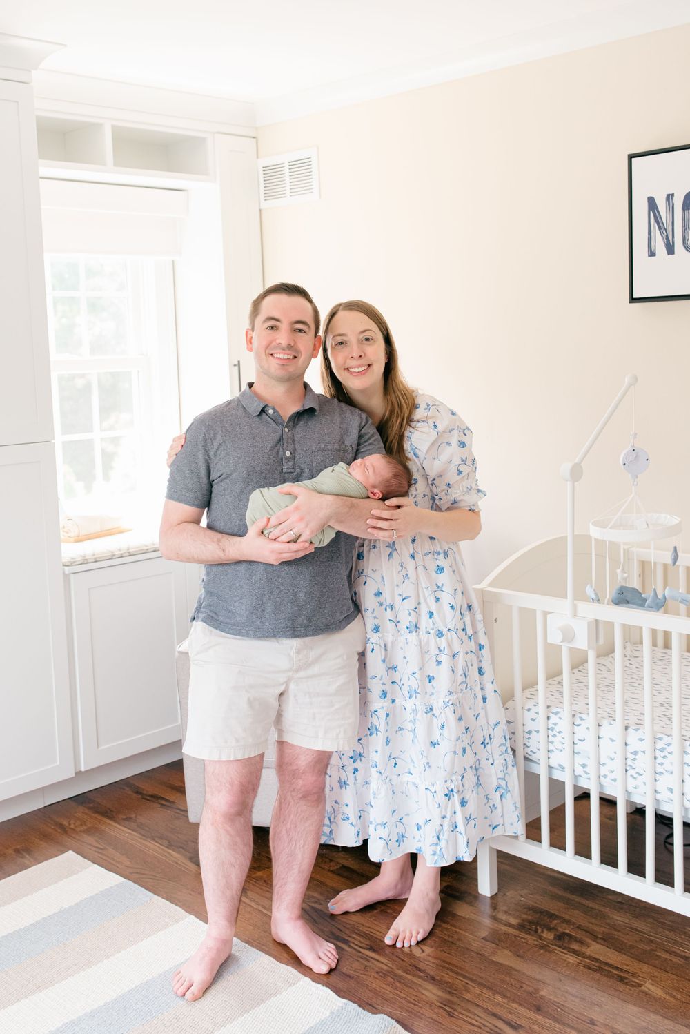 Luxury newborn and family portrait taken in Fair Haven NJ with natural tones and soft lighting.