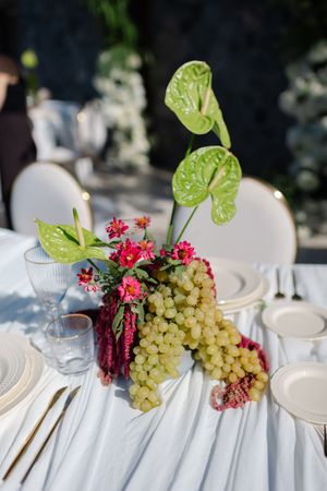 Elegant reception table decor at Switzerland wedding