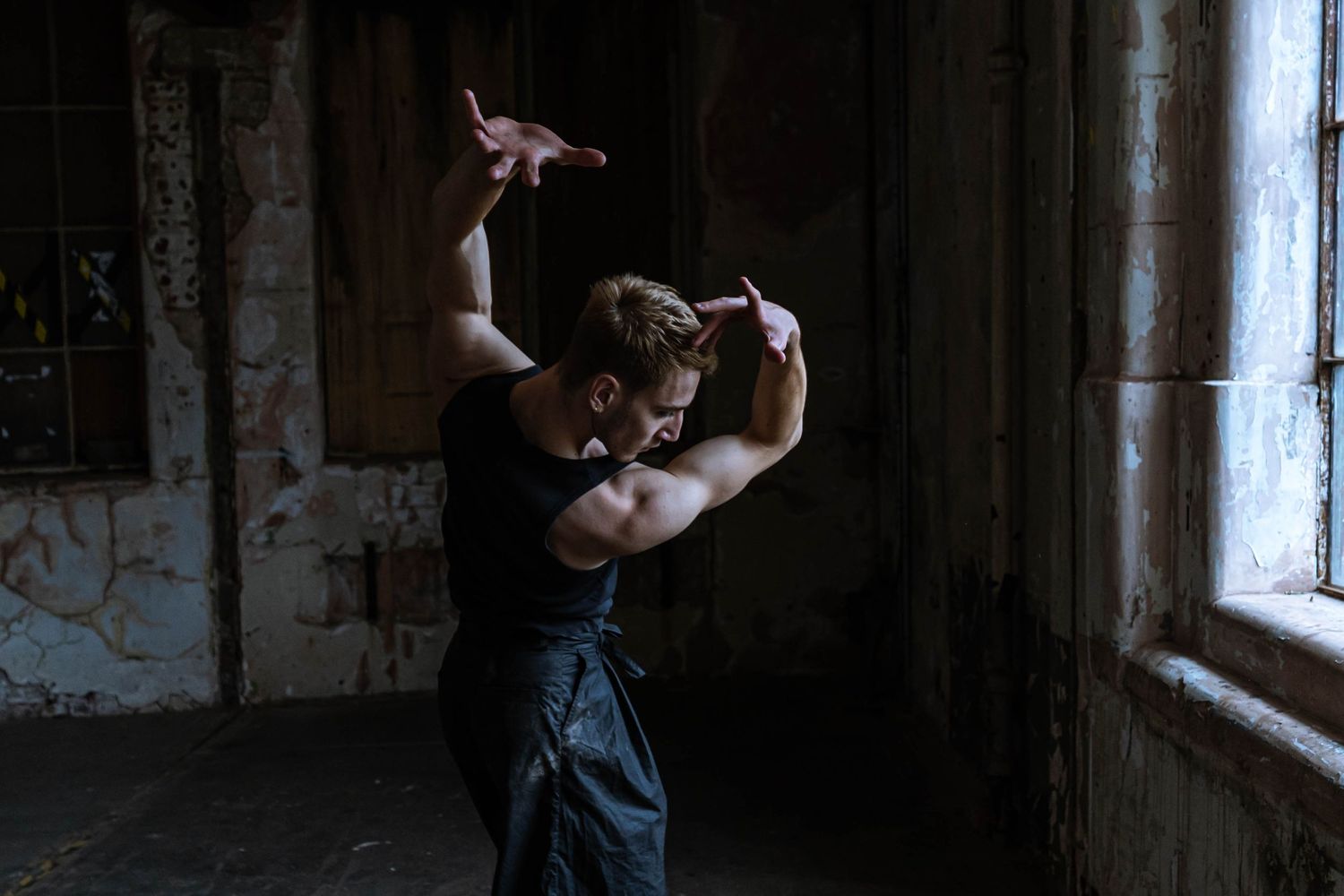 natural light photography of a dancer in an abandoned building in London