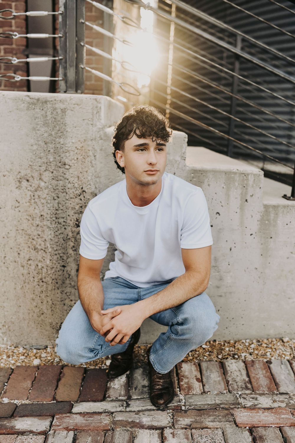 senior photos at the cotton mill in mckinney