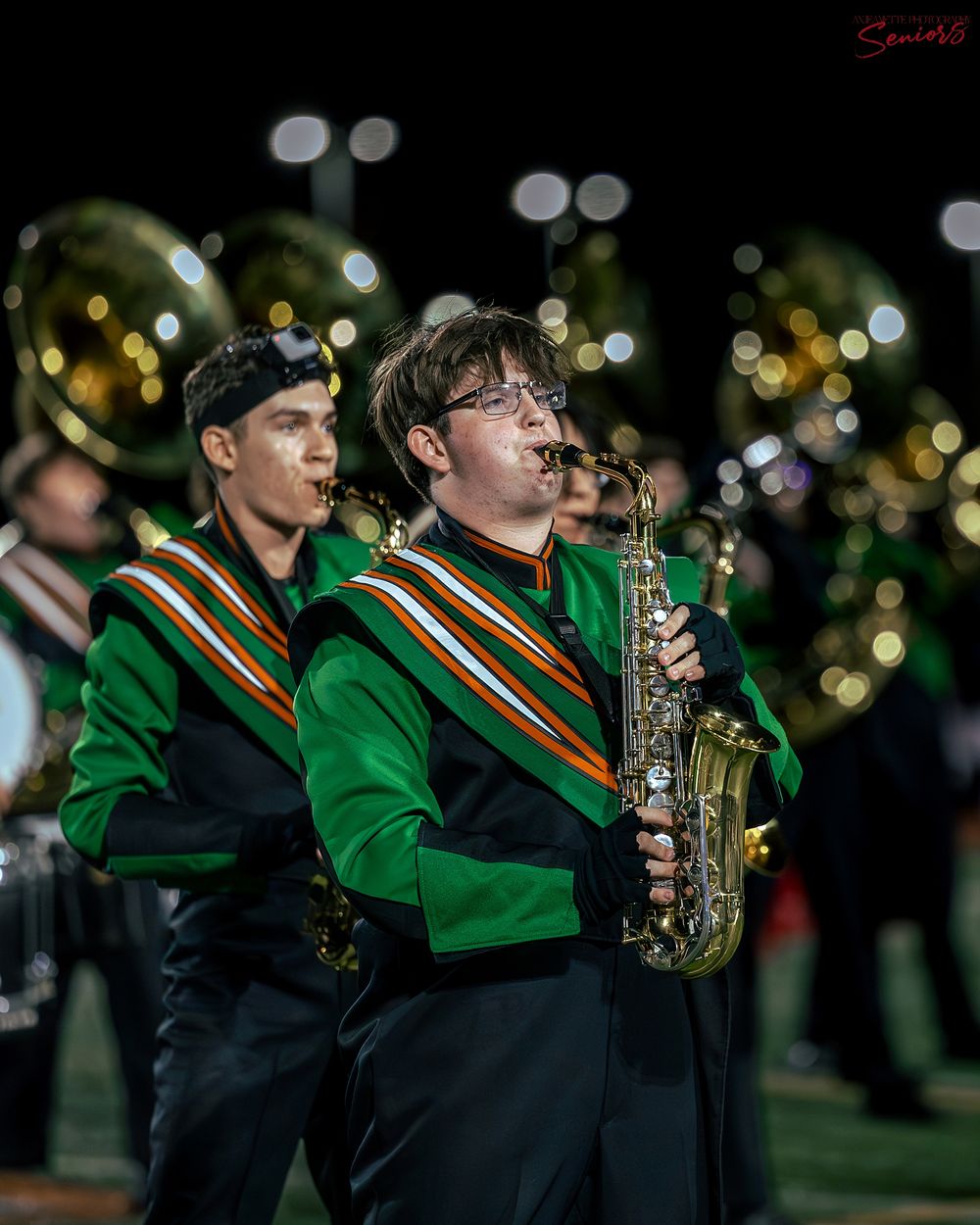 Phoenix AZMBA Marching Band Pictures senior BANNERS Anjeanette Photography High School AZ halftime performance photos