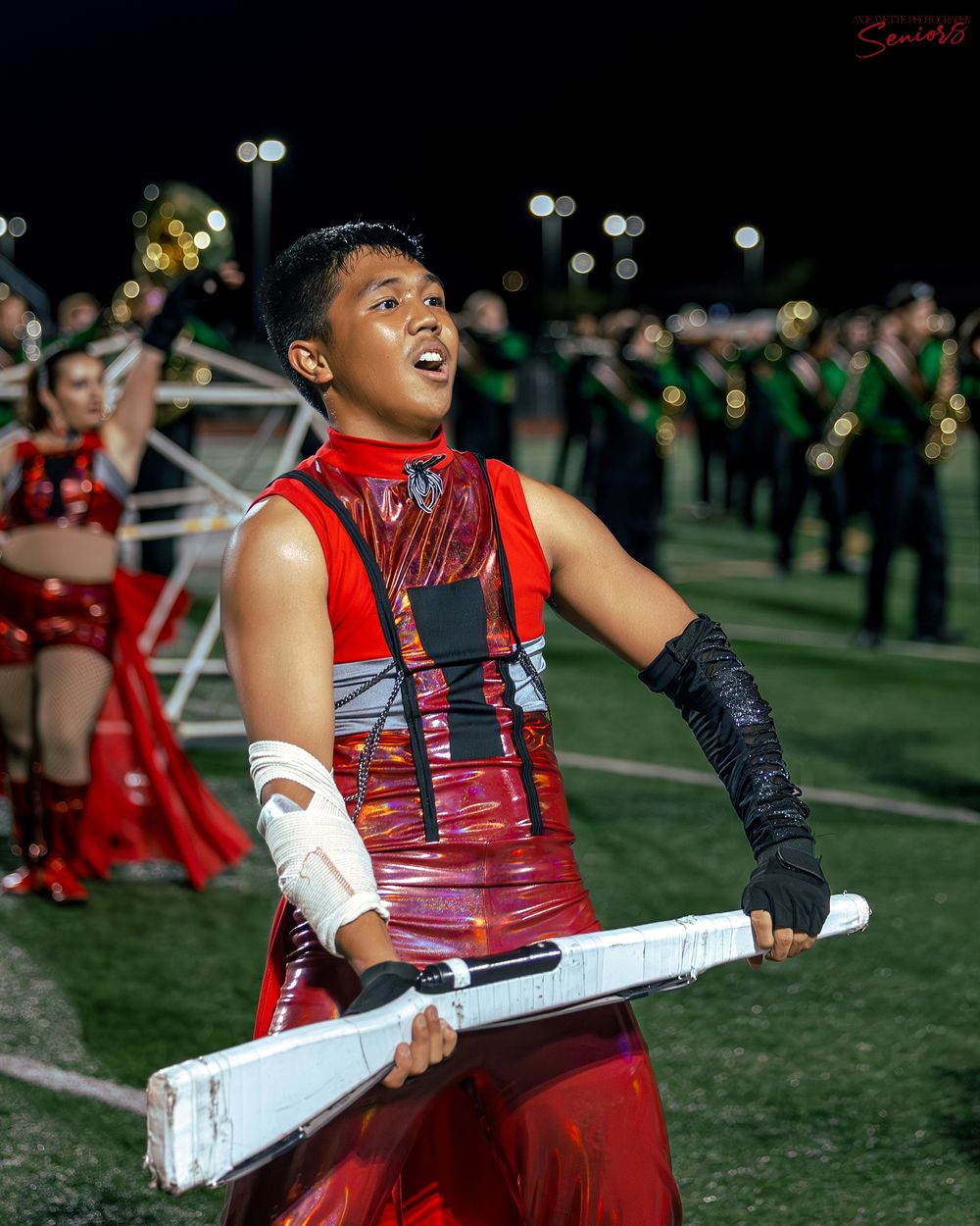 Phoenix AZMBA Marching Band Pictures senior BANNERS Anjeanette Photography High School AZ halftime performance photos