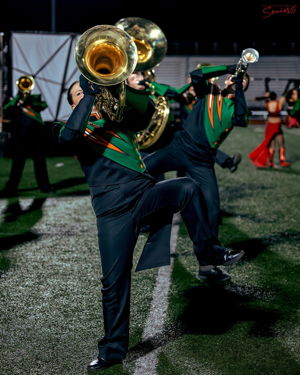 Phoenix AZMBA Marching Band Pictures senior BANNERS Anjeanette Photography High School AZ halftime performance photos