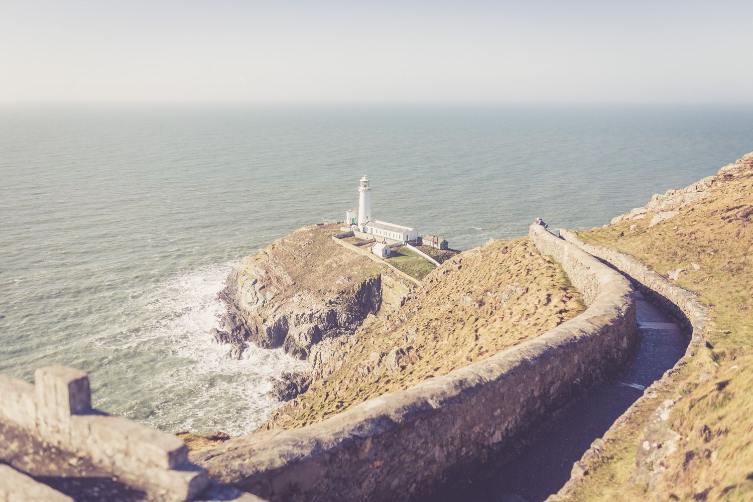 South Stack Lighthouse, Anglesey viewed from the top of the path by the car park.
