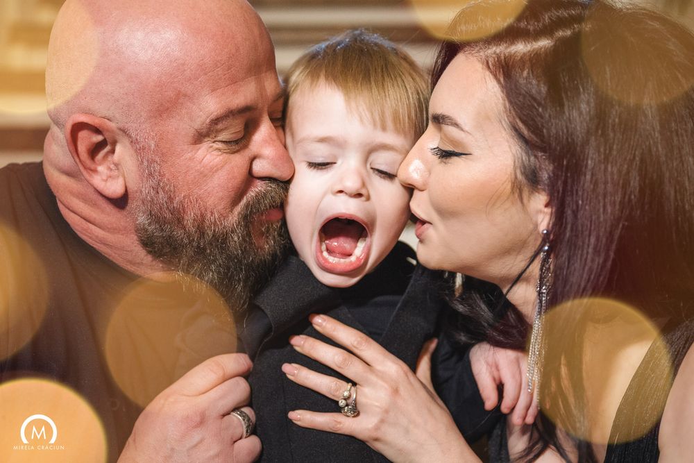 A series of candid photo booth style images showing a couple sharing romantic moments and laughter together.