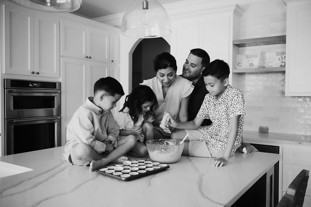 Family baking in the kitchen.