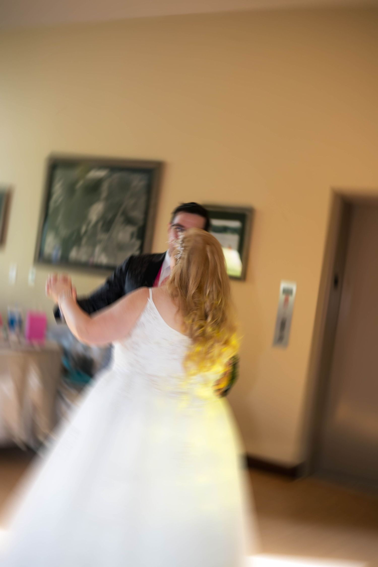 Bride and groom first dance indoor reception in Chatham, Illinois