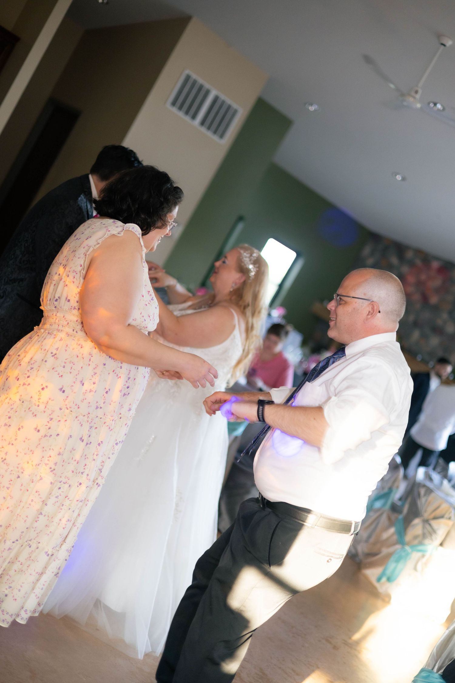 Bride and groom wedding reception in Chatham Christian Assembly in Chatham, Illinois