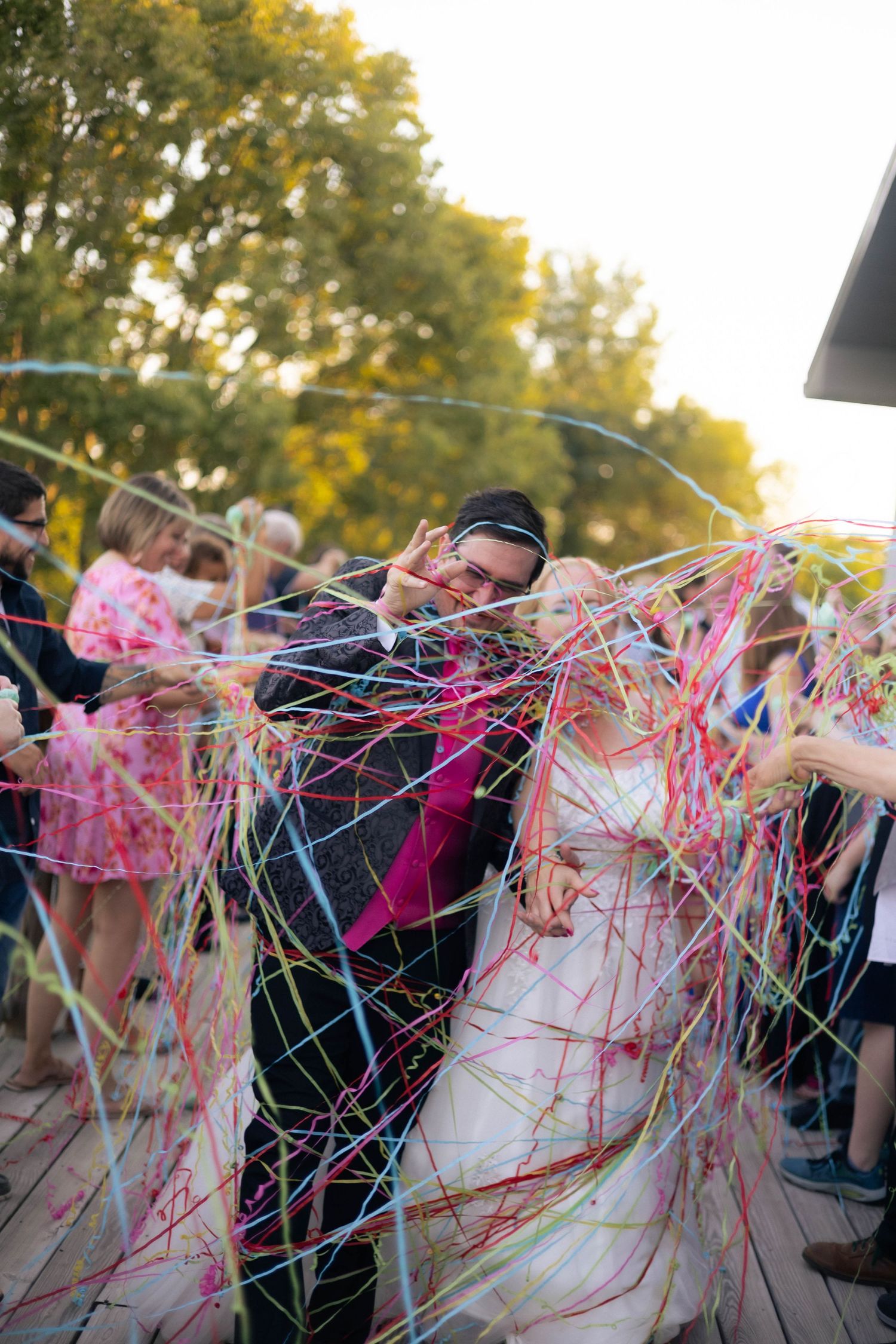 Bride and groom wedding reception exit in Springfield, Illinois