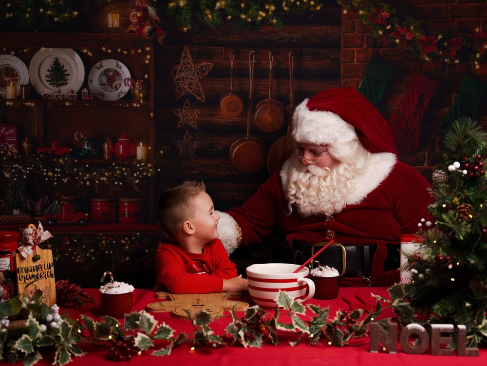 A series of festive Christmas photos with a decorated tree, cookies, and holiday magic in a cozy indoor setting.