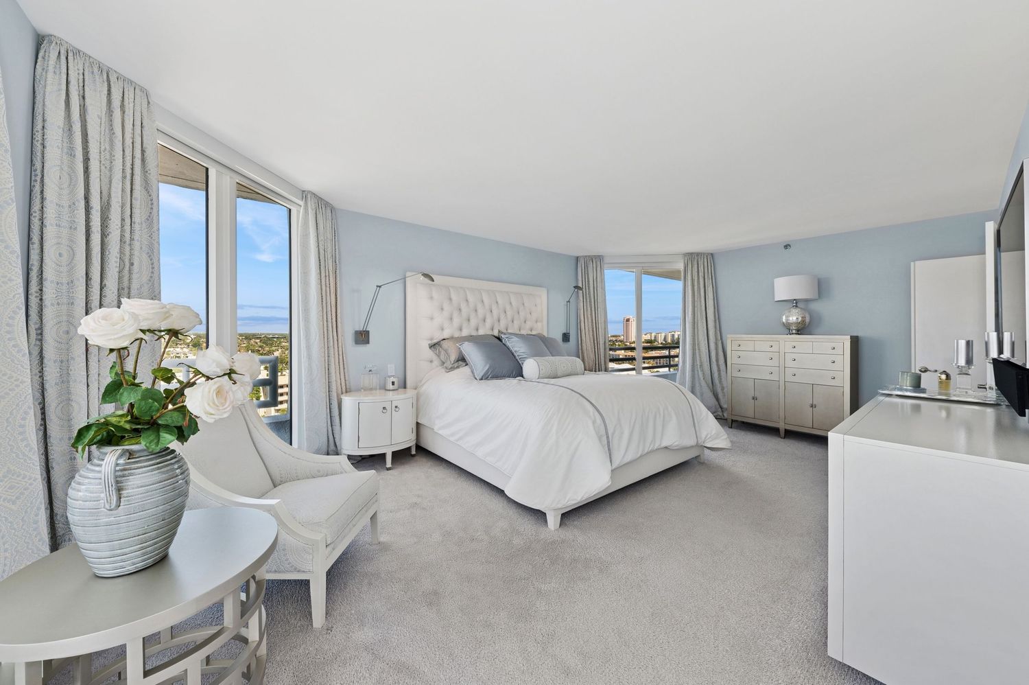 real estate photography for this BOCA RATON OCEANFRONT STUNnING  SPACIOUS Modern MAIN BEDROOM